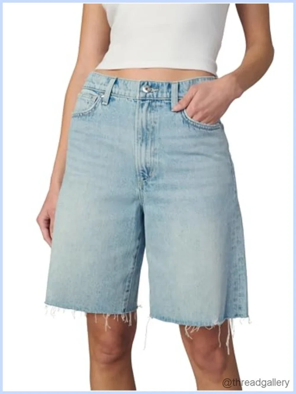 Low Rise Bermuda Shorts 100% Cotton Relaxed Fit Denim 9